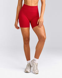 EffortlessLift™ Seamless Shorts with Grey Logo | Fiery Red