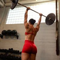 EffortlessLift™ Seamless Shorts with Grey Logo | Fiery Red