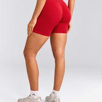 EffortlessLift™ Seamless Shorts with Grey Logo | Fiery Red