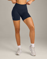 EffortlessLift™ Seamless Shorts with Grey Logo | True Blue