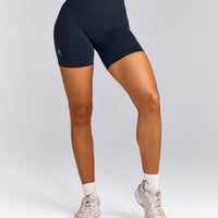 EffortlessLift™ Seamless Shorts with Gray Logo | True Blue