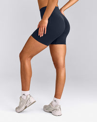 EffortlessLift™ Seamless Shorts with Gray Logo | True Blue