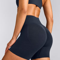 EffortlessLift™ Seamless Shorts with Gray Logo | True Blue