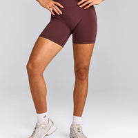 EffortlessLift™ Seamless Shorts with Gray Logo | Velvet Mocha