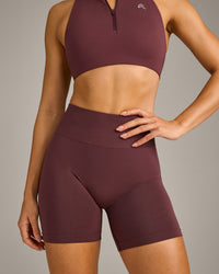 EffortlessLift™ Seamless Shorts with Grey Logo | Velvet Mocha