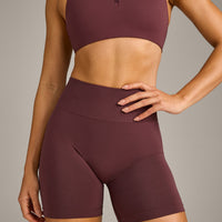 EffortlessLift™ Seamless Shorts with Grey Logo | Velvet Mocha