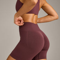 EffortlessLift™ Seamless Shorts with Grey Logo | Velvet Mocha