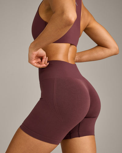 EffortlessLift™ Seamless Shorts with Grey Logo | Velvet Mocha