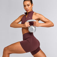 EffortlessLift™ Seamless Shorts with Gray Logo | Velvet Mocha