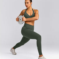 EffortlessLift™ Seamless Leggings with Grey Logo | Dark Khaki