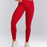 EffortlessLift™ Seamless Leggings with Grey Logo | Fiery Red