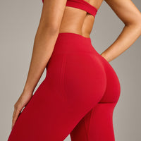 EffortlessLift™ Seamless Leggings with Grey Logo | Fiery Red