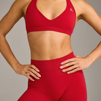 EffortlessLift™ Seamless Leggings with Grey Logo | Fiery Red