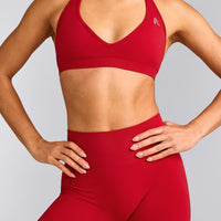 EffortlessLift™ Seamless Leggings with Grey Logo | Fiery Red