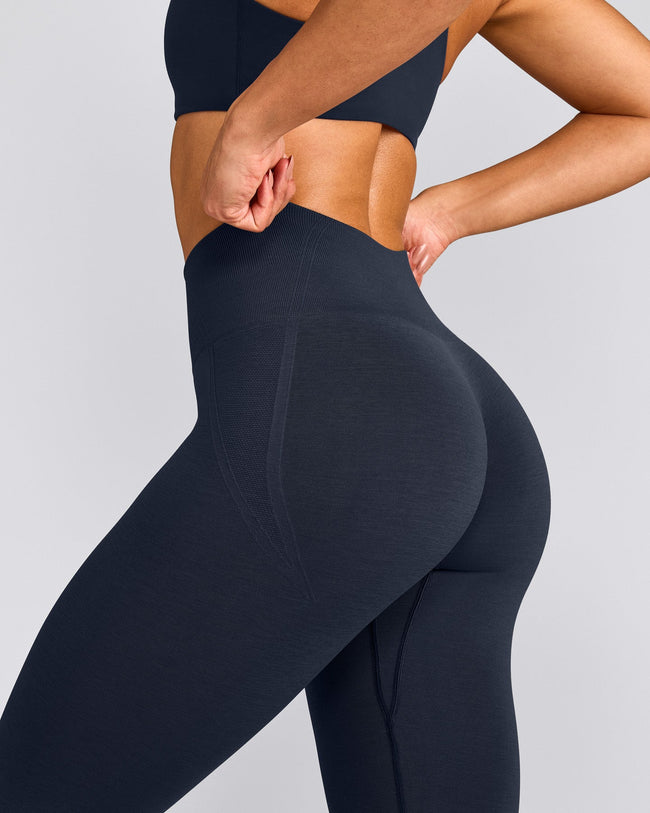 EffortlessLift™ Seamless Leggings with Grey Logo | True Blue