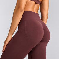 EffortlessLift™ Seamless Leggings with Gray Logo | Velvet Mocha
