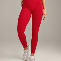 EffortlessLift™ Seamless Mid Rise Leggings with Grey Logo | Fiery Red