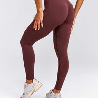 EffortlessLift™ Seamless Mid Rise Leggings with Grey Logo | Velvet Mocha