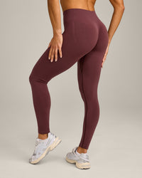 EffortlessLift™ Seamless Mid Rise Leggings with Grey Logo | Velvet Mocha
