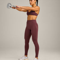 EffortlessLift™ Seamless Mid Rise Leggings with Grey Logo | Velvet Mocha