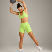 EffortlessLift™ Seamless Mid Rise Shorts with Grey Logo | Citrus Green