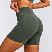 EffortlessLift™ Seamless Mid Rise Shorts with Grey Logo | Dark Khaki