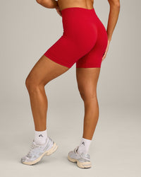 EffortlessLift™ Seamless Mid Rise Shorts with Grey Logo | Fiery Red