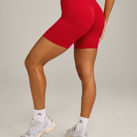 EffortlessLift™ Seamless Mid Rise Shorts with Grey Logo | Fiery Red