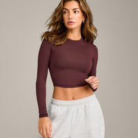 Mellow™ Motion Crew Neck Long Sleeve Mid Top | Light Velvet Mocha