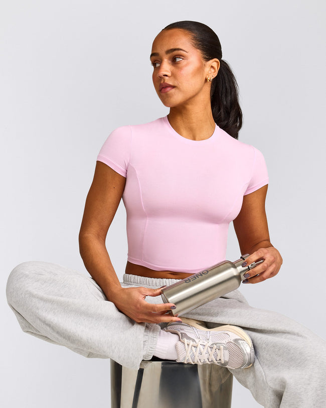 Mellow™ Motion Crew Neck Mid Top | Chalk Pink