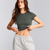Mellow™ Motion Crew Neck Mid Top | Dark Khaki