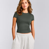 Mellow™ Motion Crew Neck Top | Dark Khaki