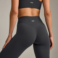 SoftMotion™ High Waisted Leggings with Grey Logo | Coal