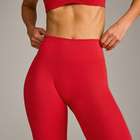 SoftMotion™ High Waisted Leggings with Grey Logo | Fiery Red