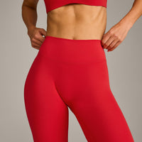 SoftMotion™ High Waisted Leggings with Grey Logo | Fiery Red