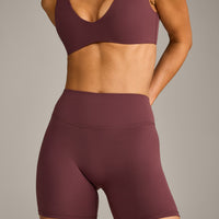 SoftMotion™ High Waisted Shorts 6" with Grey Logo | Velvet Mocha