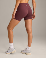 SoftMotion™ High Waisted Shorts 6" with Grey Logo | Velvet Mocha