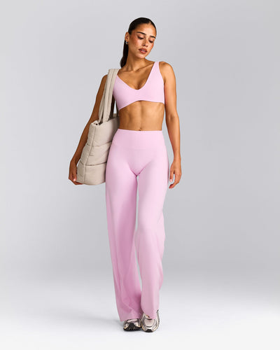 SoftMotion™ Straight Leg Pants with Gray Logo | Chalk Pink