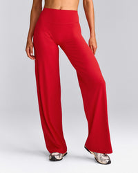 SoftMotion™ Straight Leg Pants with Gray Logo | Fiery Red