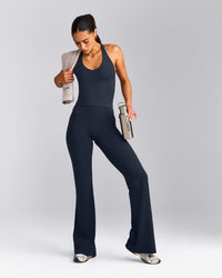 SoftMotion™ Racer Back Mid Vest with Built in Bra Shelf with Grey Logo | True Blue