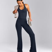 SoftMotion™ Racer Back Mid Vest with Built in Bra Shelf with Grey Logo | True Blue