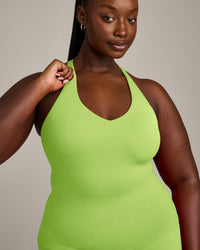 SoftMotion™ Racer Back Vest with Built in Bra Shelf with Grey Logo | Citrus Green