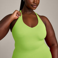 SoftMotion™ Racer Back Vest with Built in Bra Shelf with Grey Logo | Citrus Green
