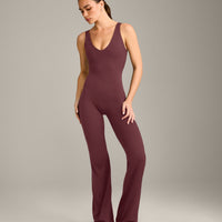 SoftMotion™ Scoop Back Flared All In One Long with Grey Logo | Velvet Mocha