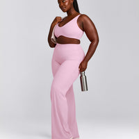 SoftMotion™ Scoop Back Bralette with Grey Logo | Chalk Pink