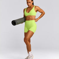 SoftMotion™ Scoop Back Bralette with Gray Logo | Citrus Green