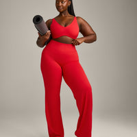 SoftMotion™ Scoop Back Bralette with Grey Logo | Fiery Red