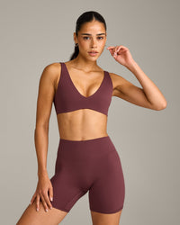 SoftMotion™ Scoop Back Bralette with Grey Logo | Velvet Mocha