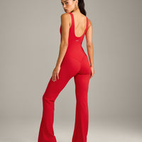 SoftMotion™ Scoop Back Flared All In One Long with Grey Logo | Fiery Red