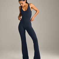 SoftMotion™ Scoop Back Flared All In One Long with Grey Logo | True Blue